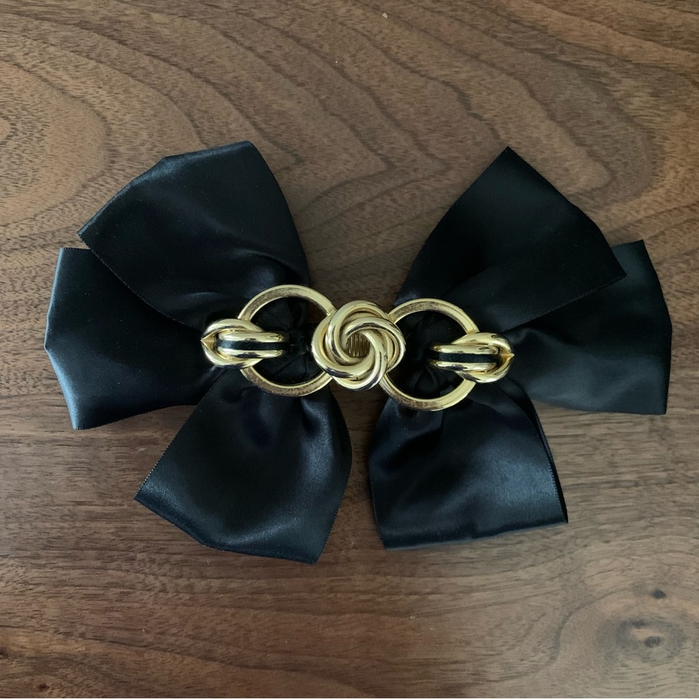 VTG 80s Kirks Folly giant black bow clip France USA prom special occasion